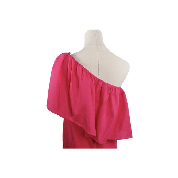 Tuckernuck Pomander Place Florencia One Shoulder Pink Maxi Dress Ruffle XS NWOT - Picture 7 of 12